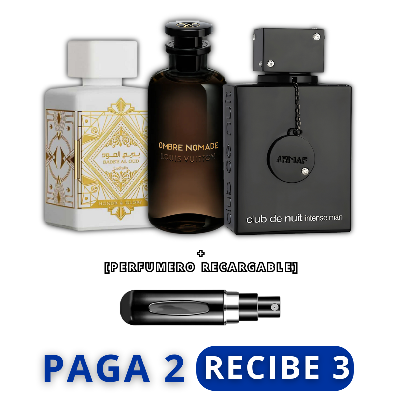 [PAGA 2 Y RECIBE 3] Perfume HONOR & GLORY + OMBRE NOMADE + CLUB DE NUIT + REGALO (Perfumero Recargable) 🤳